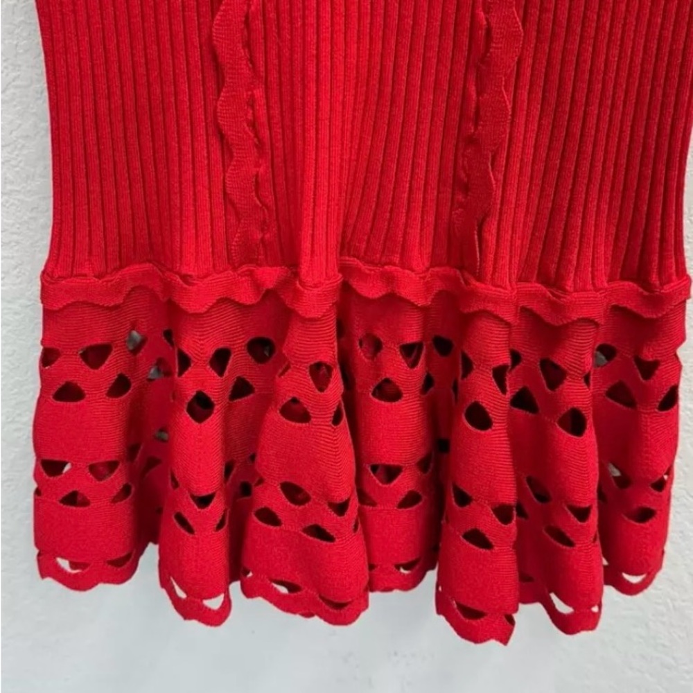 Jonathan Simkhai Red Ric Rac Knit Dress with Ribbing size L - Picture 3 of 6